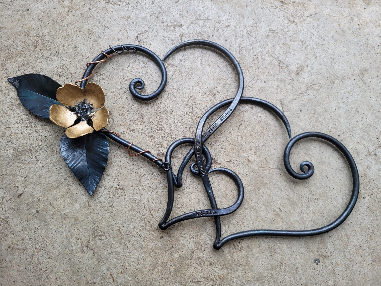 Custom Linked Hearts Floral Wall Sculpture