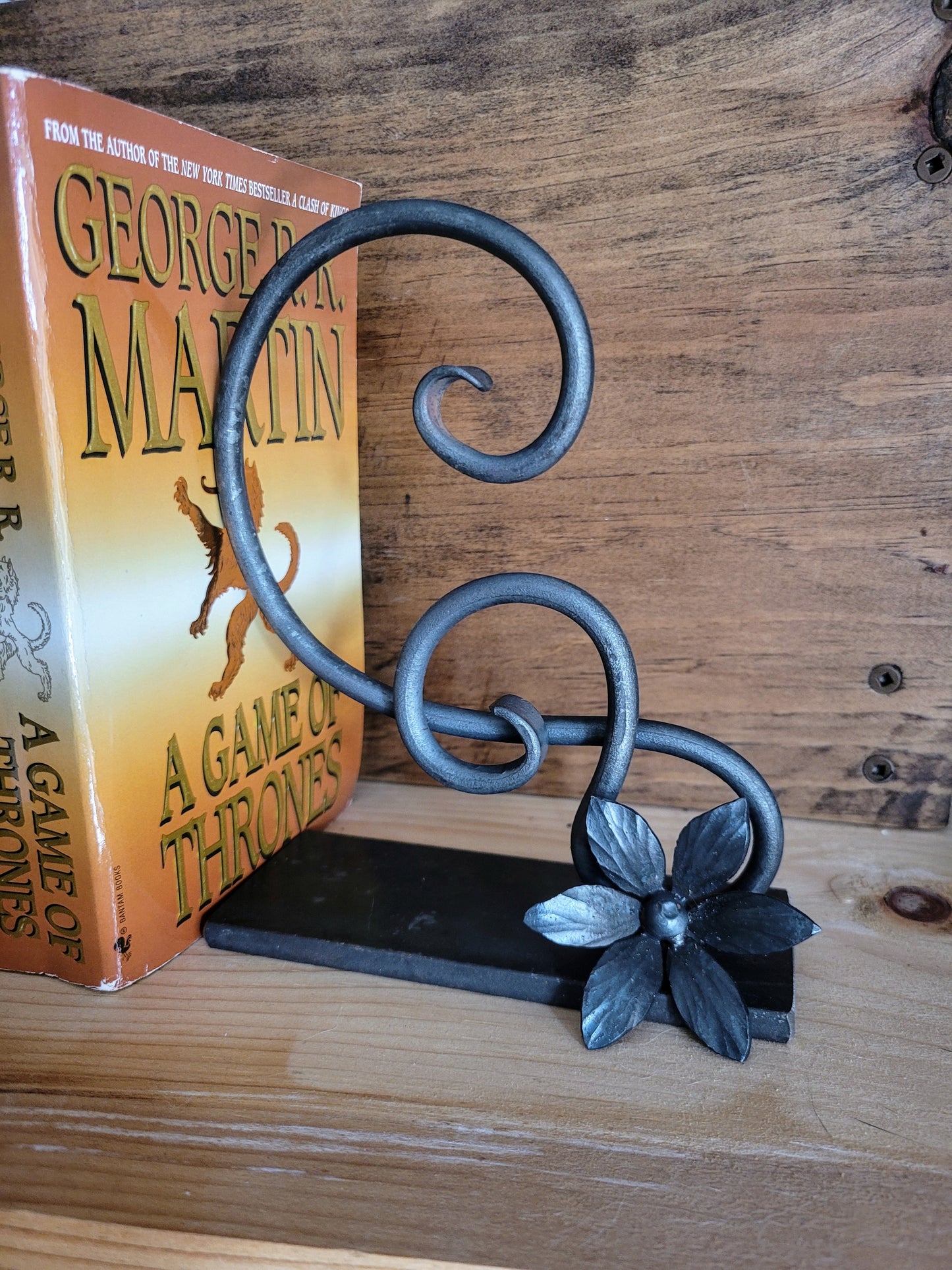 Hand-Forged Floral Book Ends