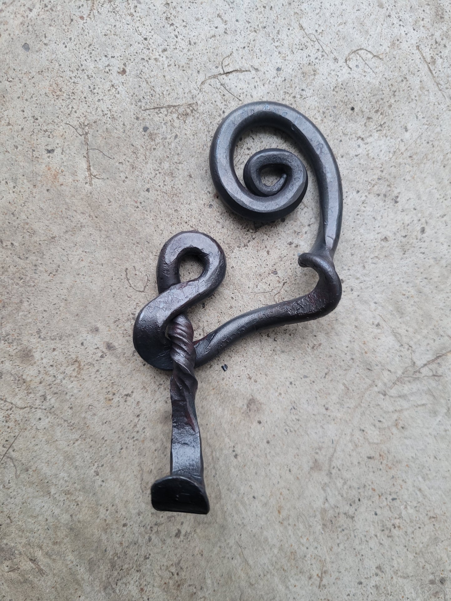 Forged Iron Hook - Abstract Design (one-of-a-kind)