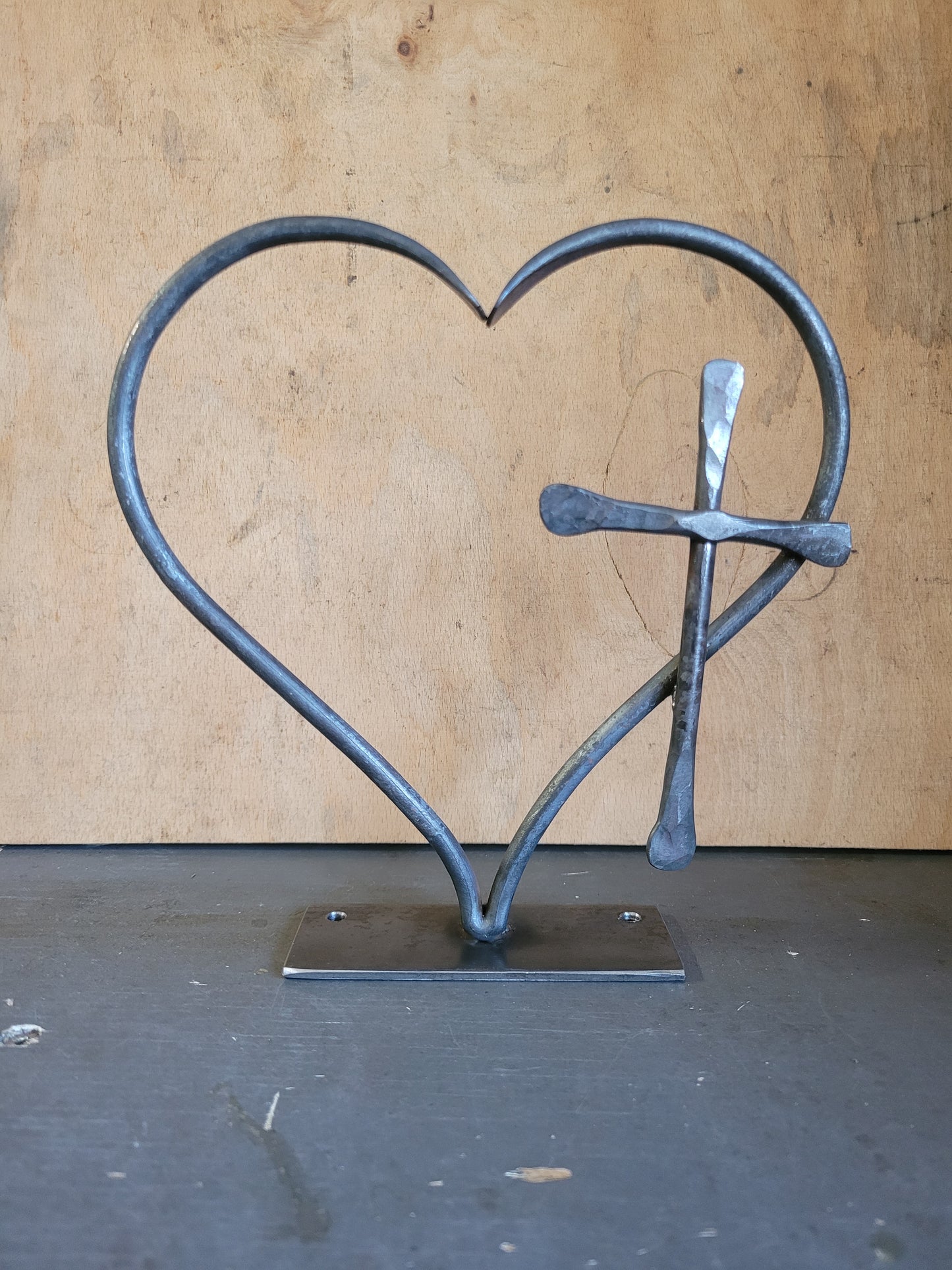 Heart and Cross Sculpture
