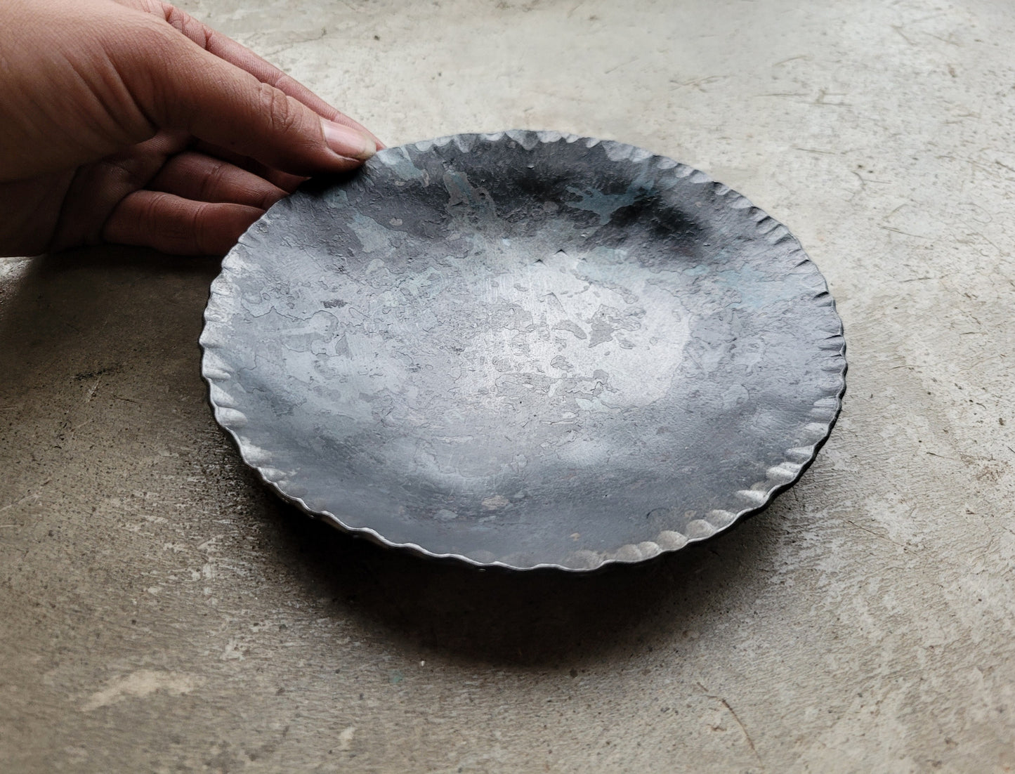 Shallow Hammered Iron Bowl