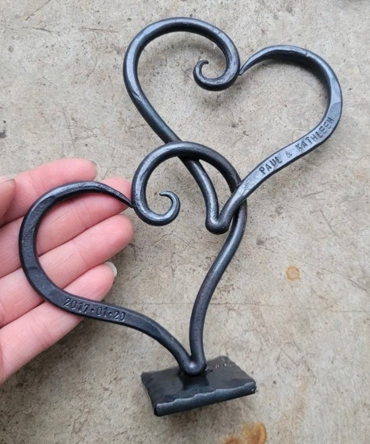 Custom linked hearts sculpture