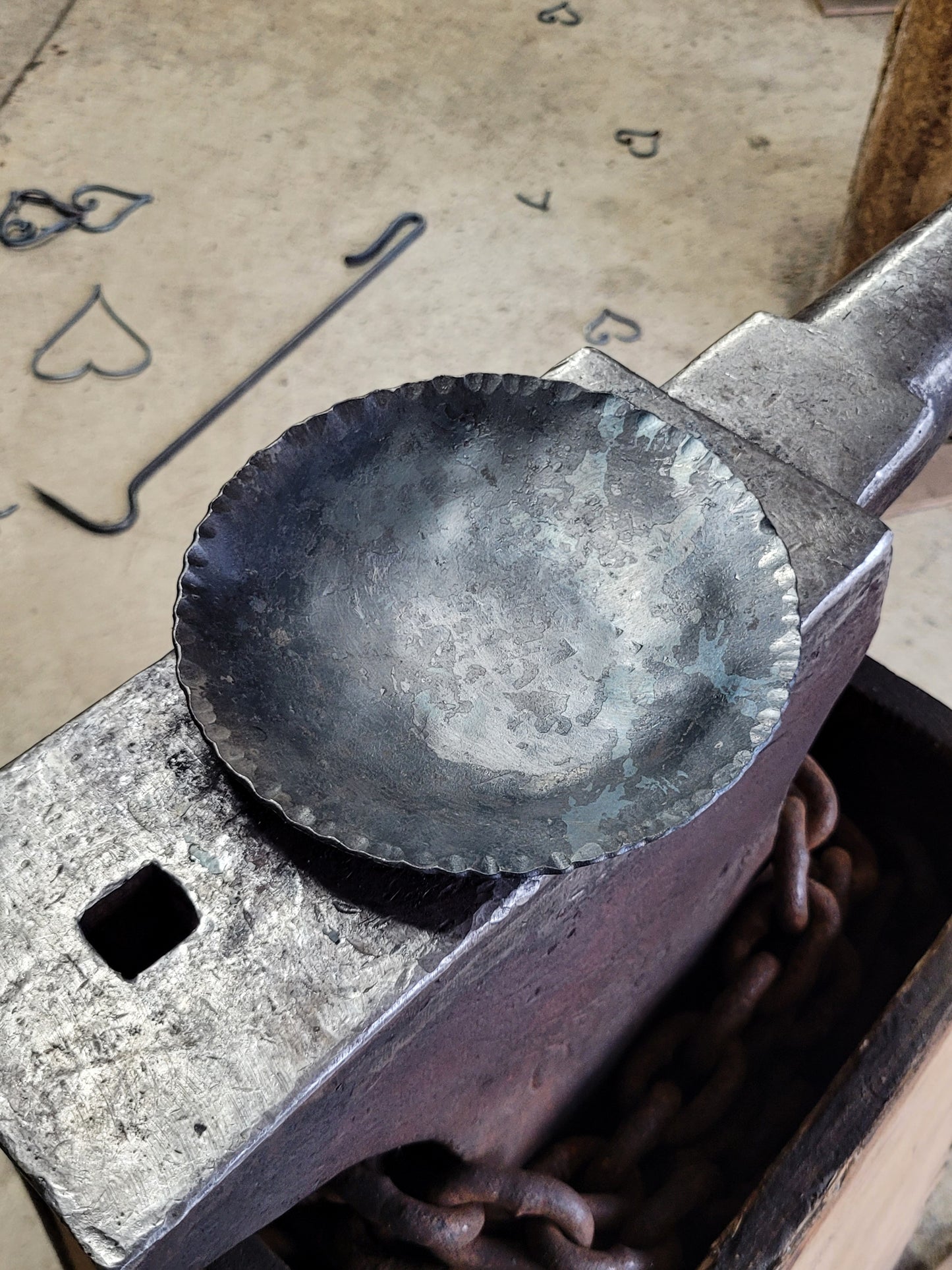 Shallow Hammered Iron Bowl