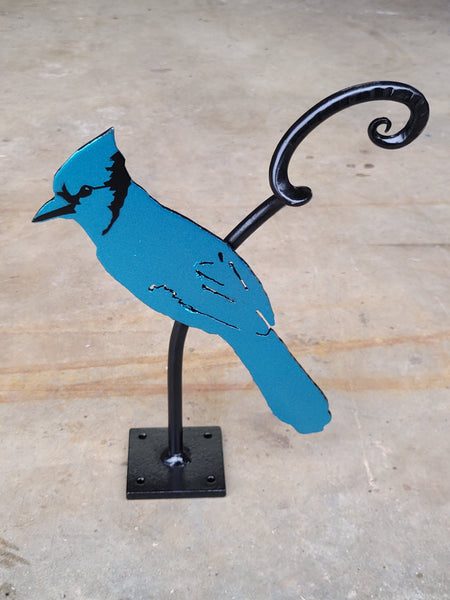 Forged Blue Jay Garden Sculpture