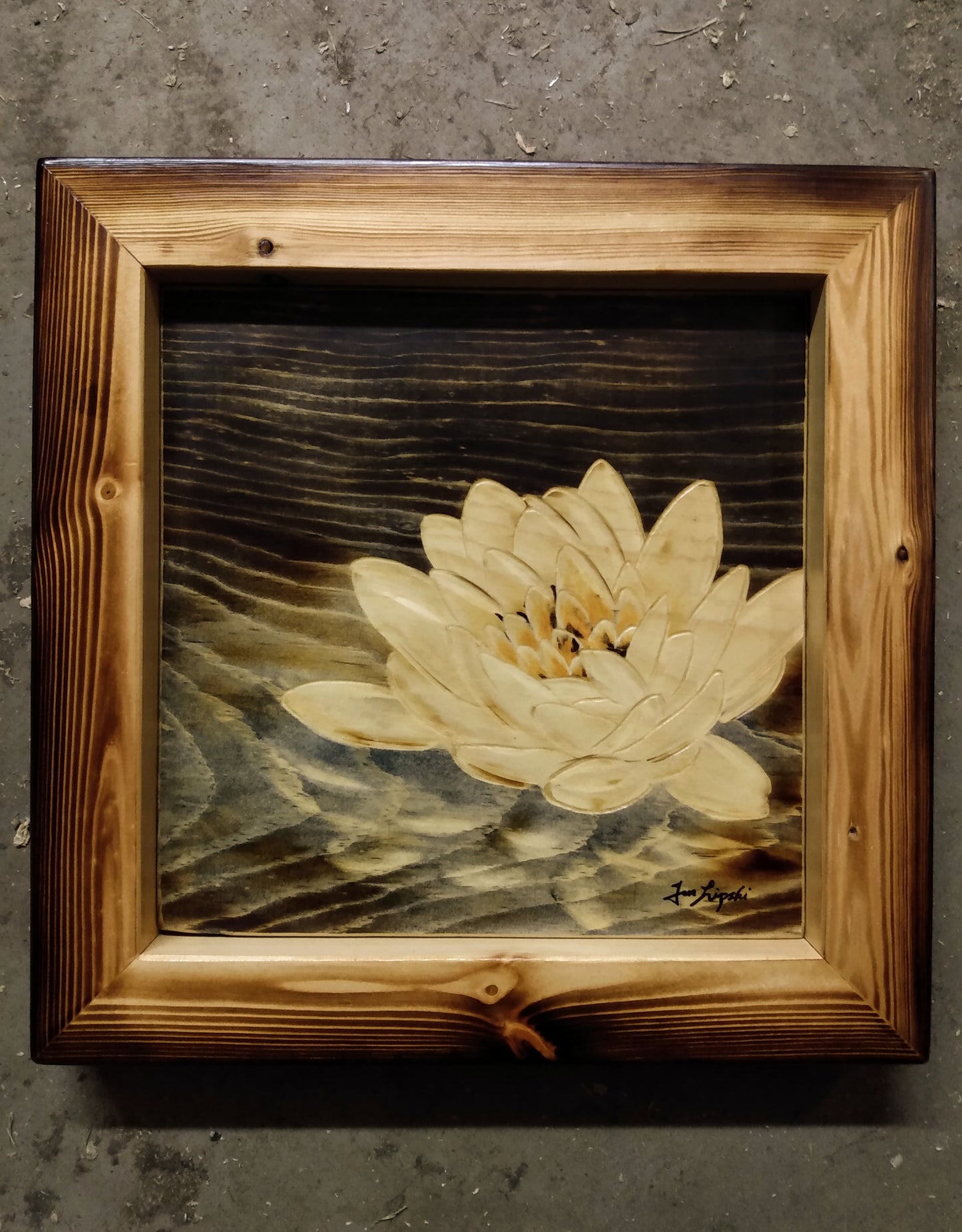 Little Ripples - Water Lily Wood Painting