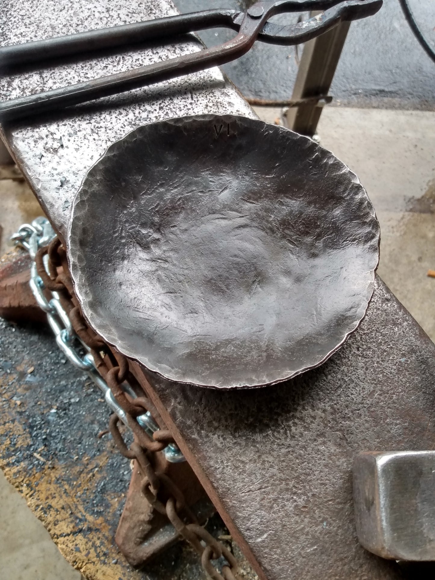 Shallow Hammered Iron Bowl