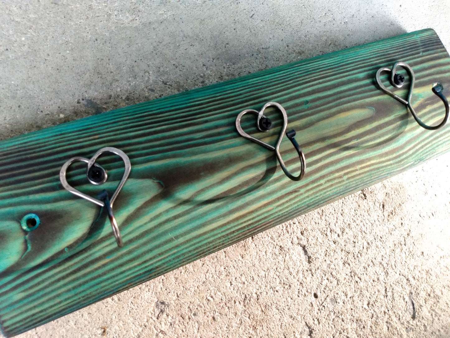 Key Hook Board - Burned and Stained Wood