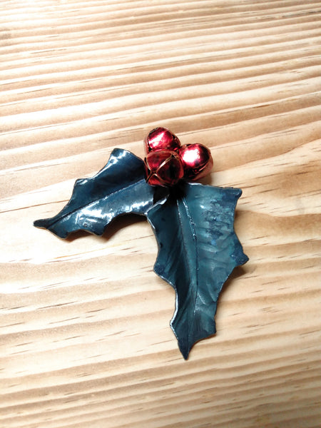 Forged Steel Holly Ornament