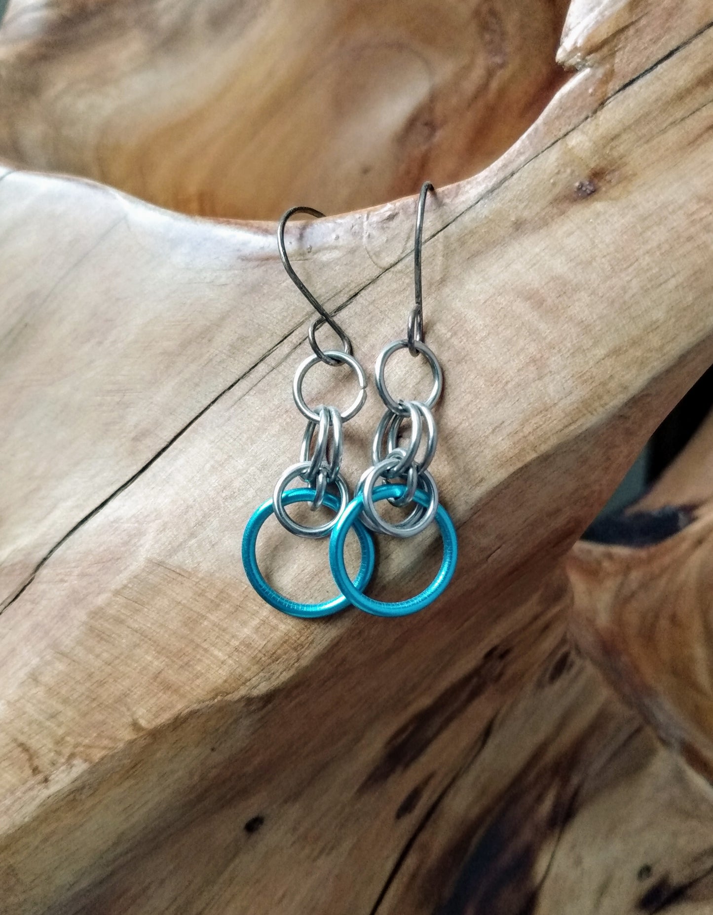 Hoop Pendant Chainmail Earrings