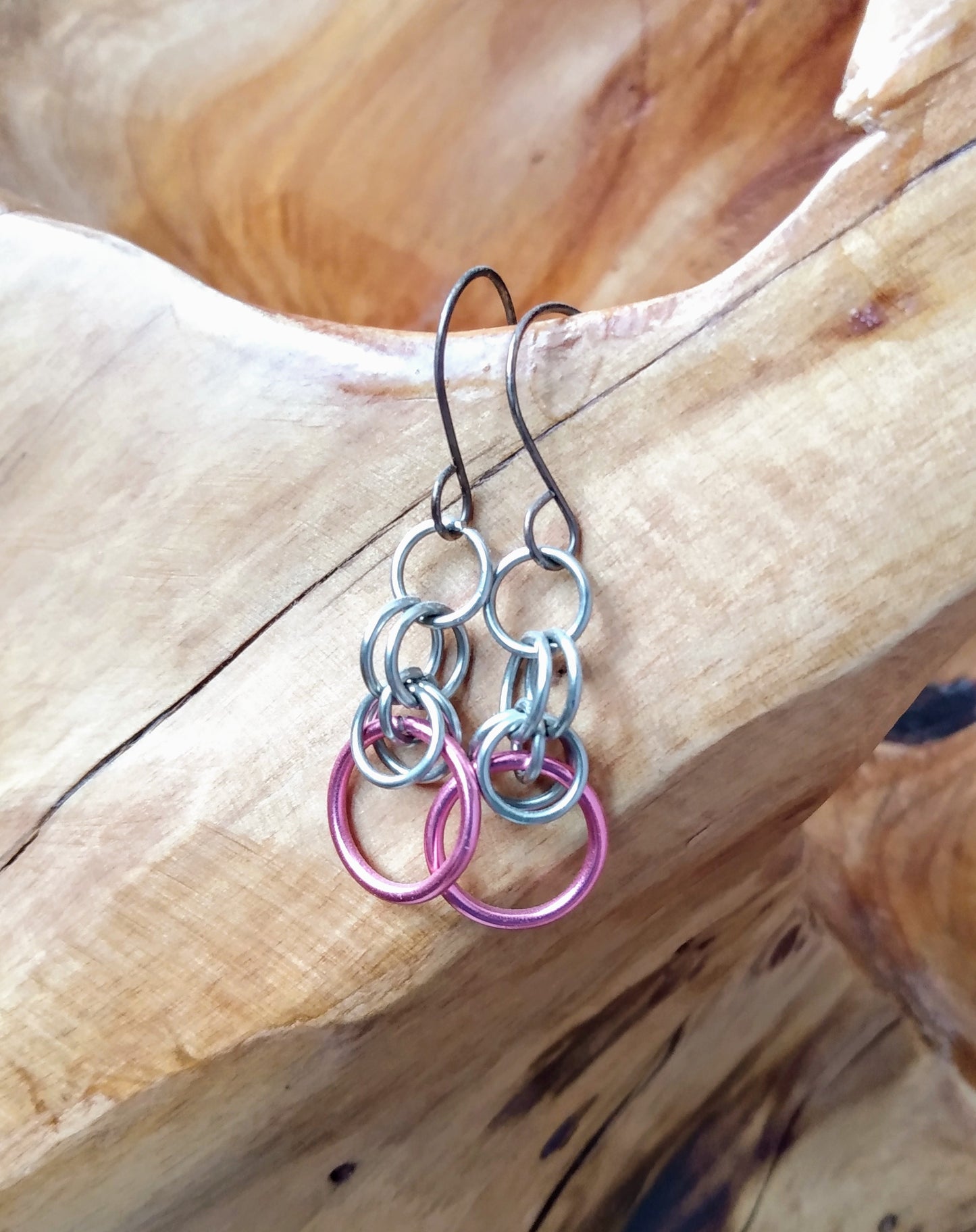 Hoop Pendant Chainmail Earrings