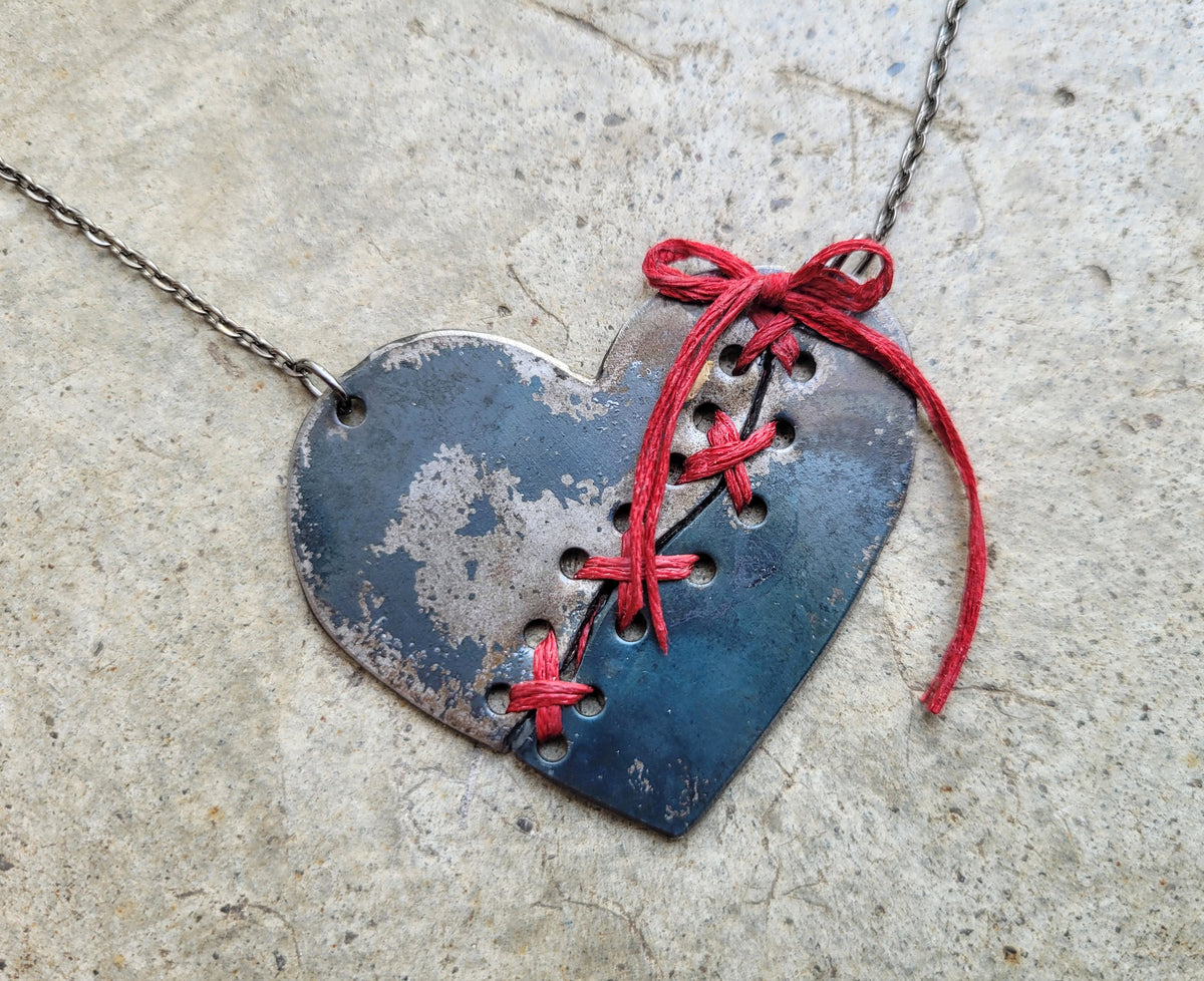 Rustic Broken Heart Necklace
