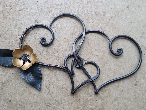 Custom Linked Hearts Floral Wall Sculpture