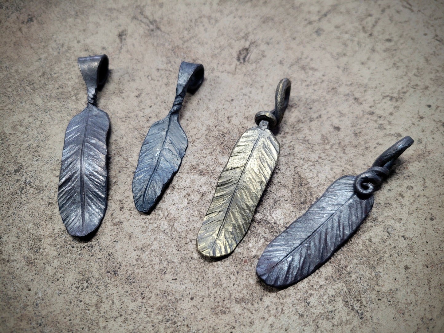 Hand-Forged Feather Pendant