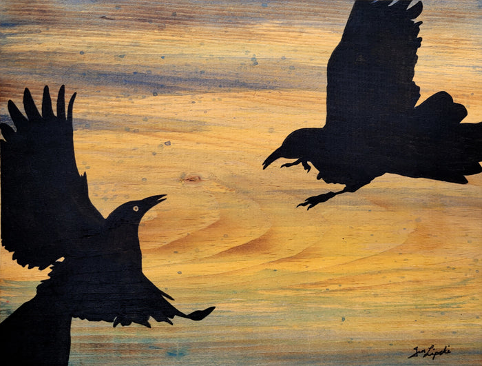 Fighting Ravens Silhouette