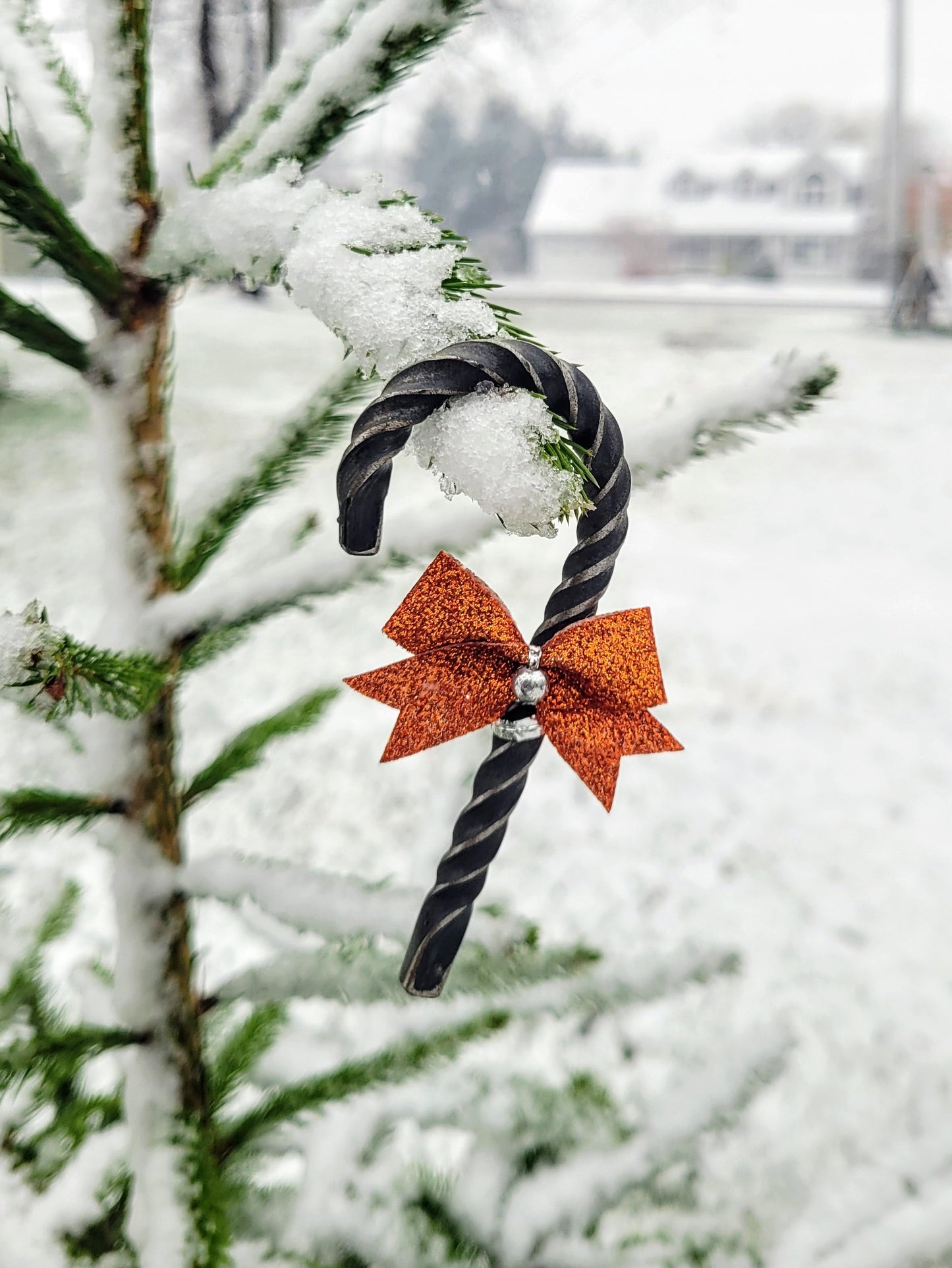Forged Steel Candy Cane Ornament