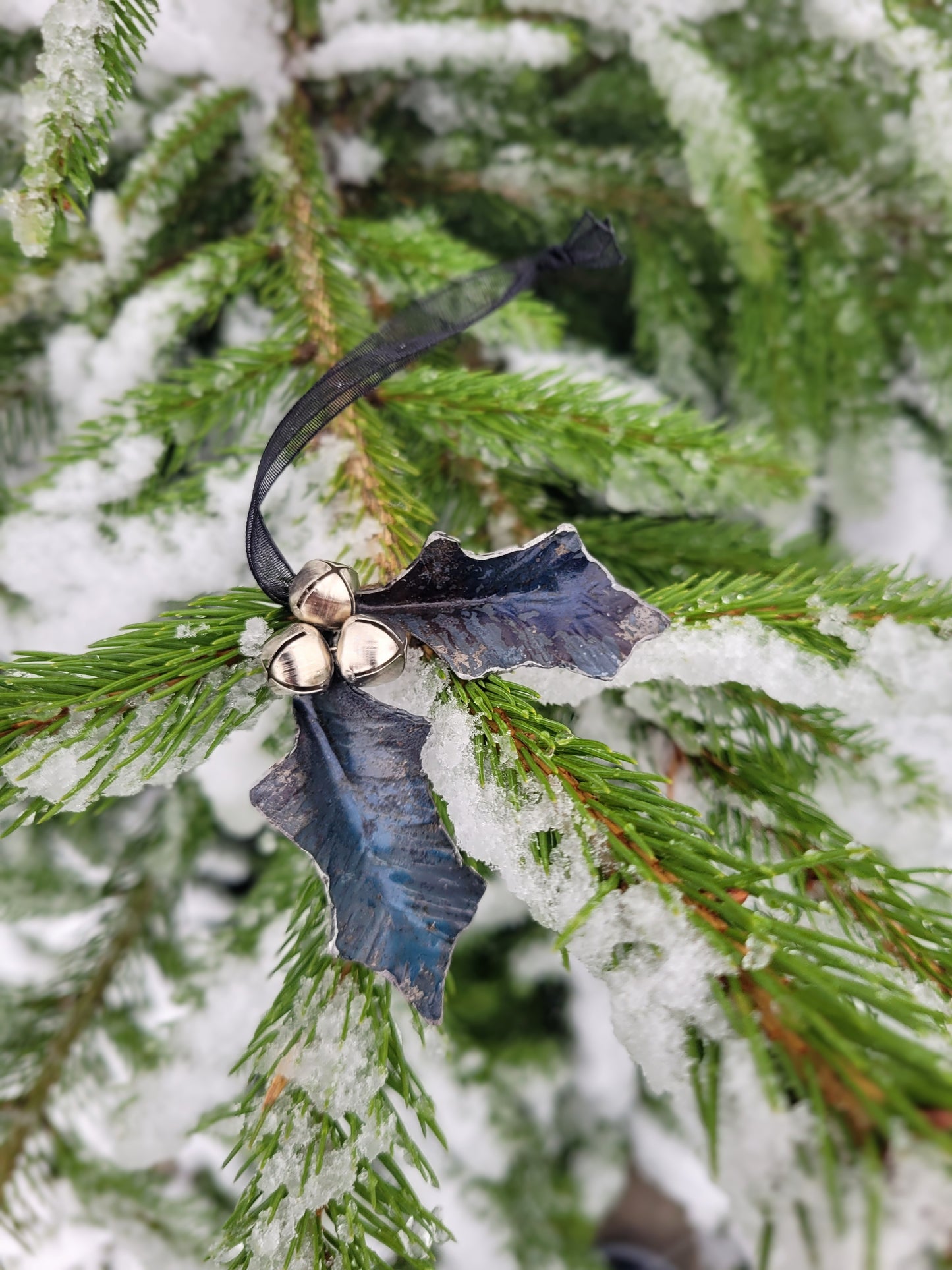 Forged Steel Holly Ornament