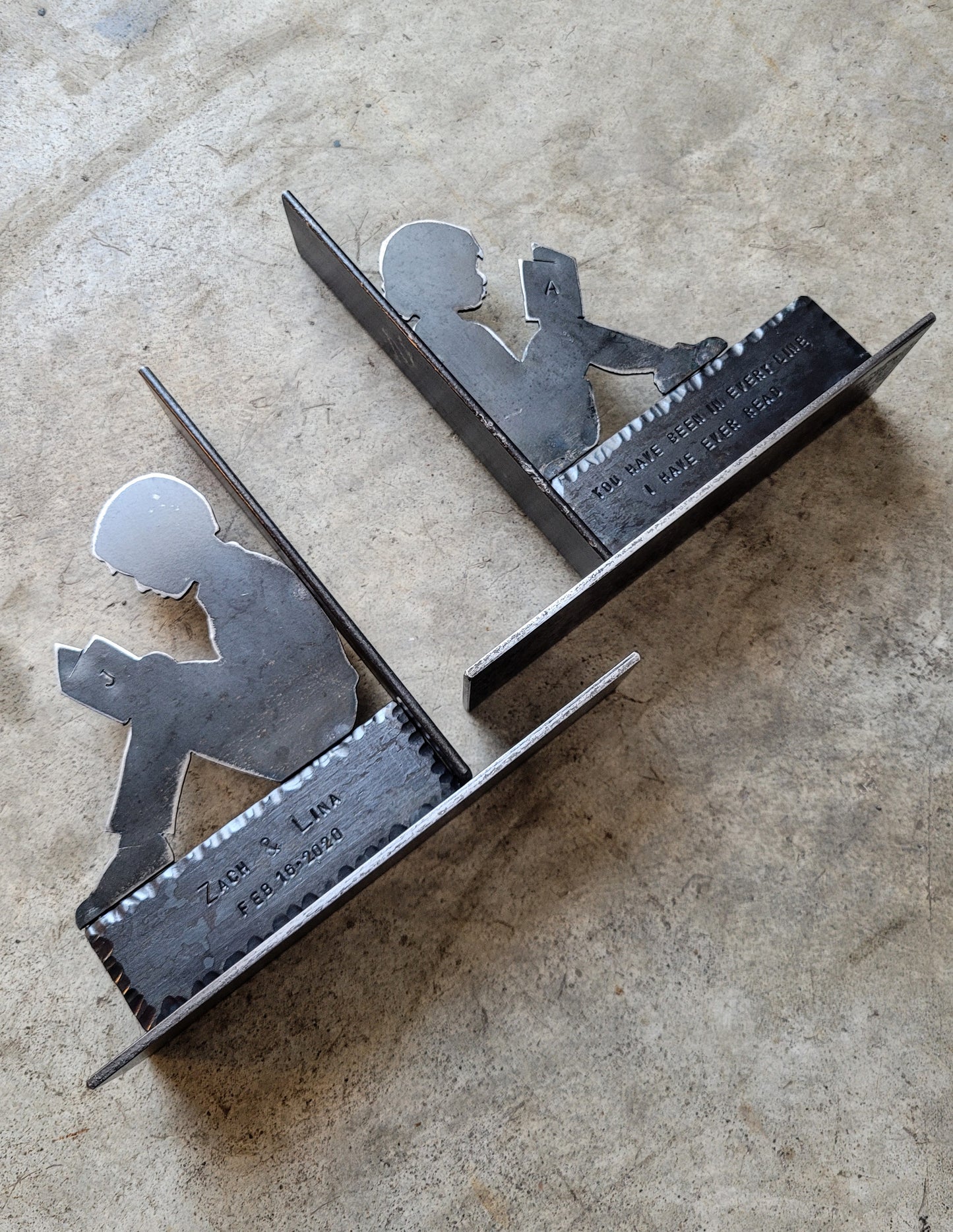 Handcrafted Silhouette Personalized Book Ends