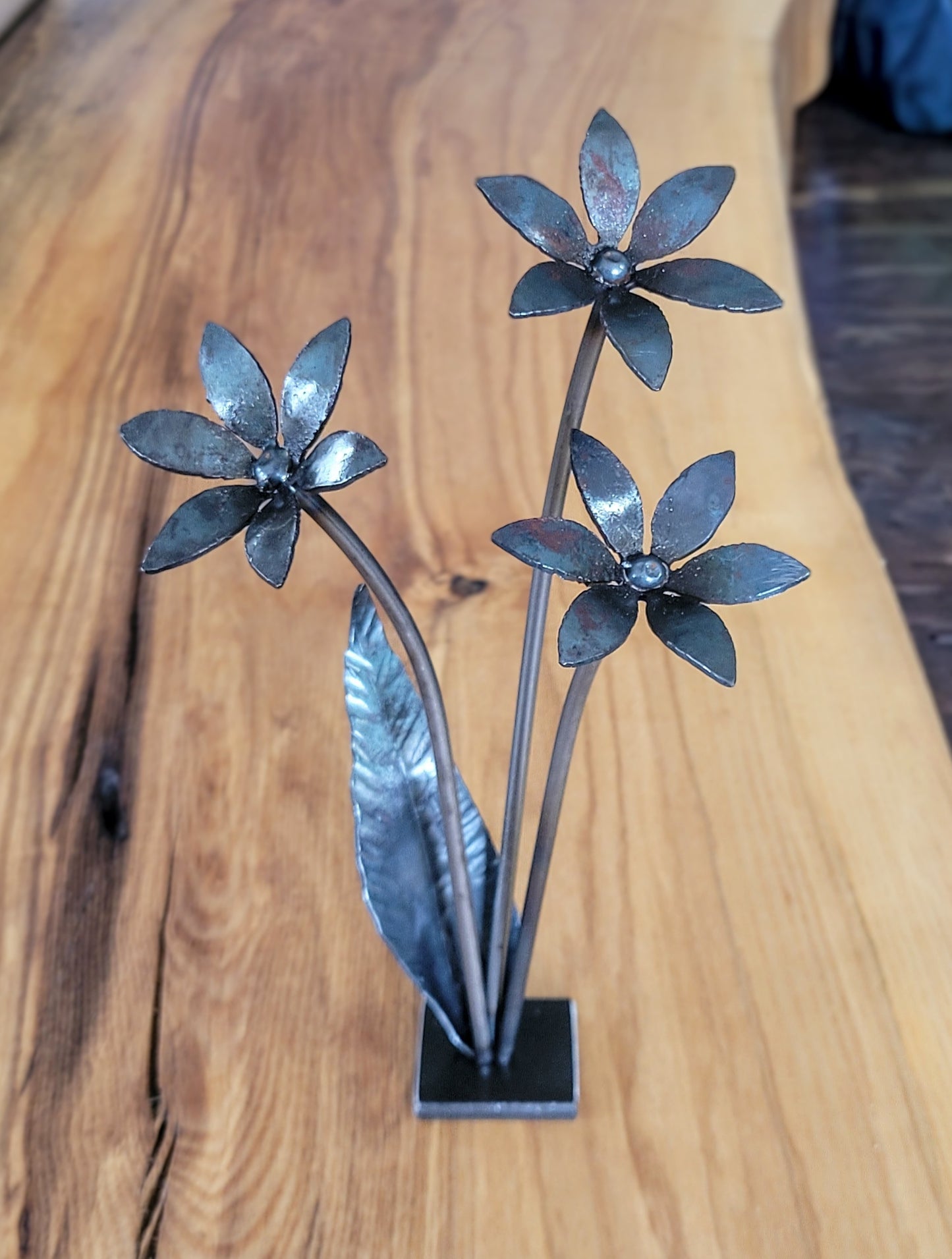 Freestanding Triple Flower Sculpture