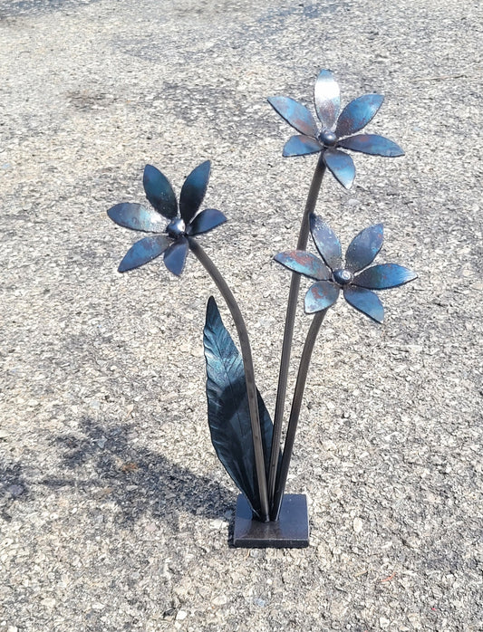Freestanding Triple Flower Sculpture