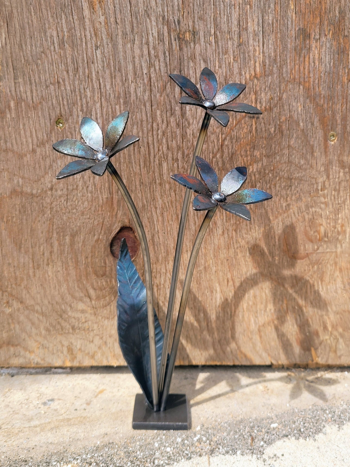 Freestanding Triple Flower Sculpture