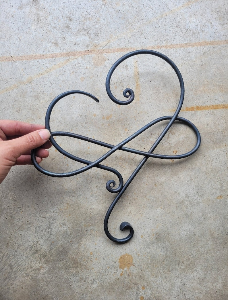 Forged Infinity Heart Wall Sculpture