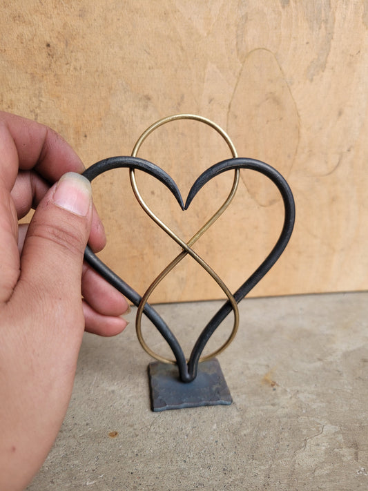 Custom Infinity Heart Sculpture with Bronze accent
