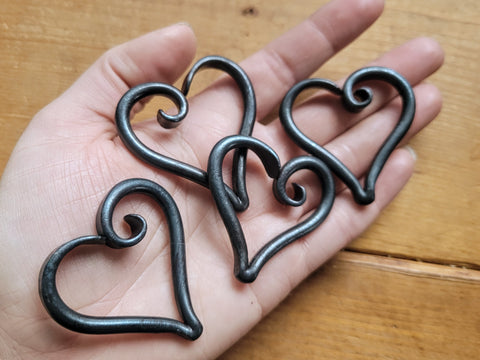 Small Forged Iron Hearts - Set of 50