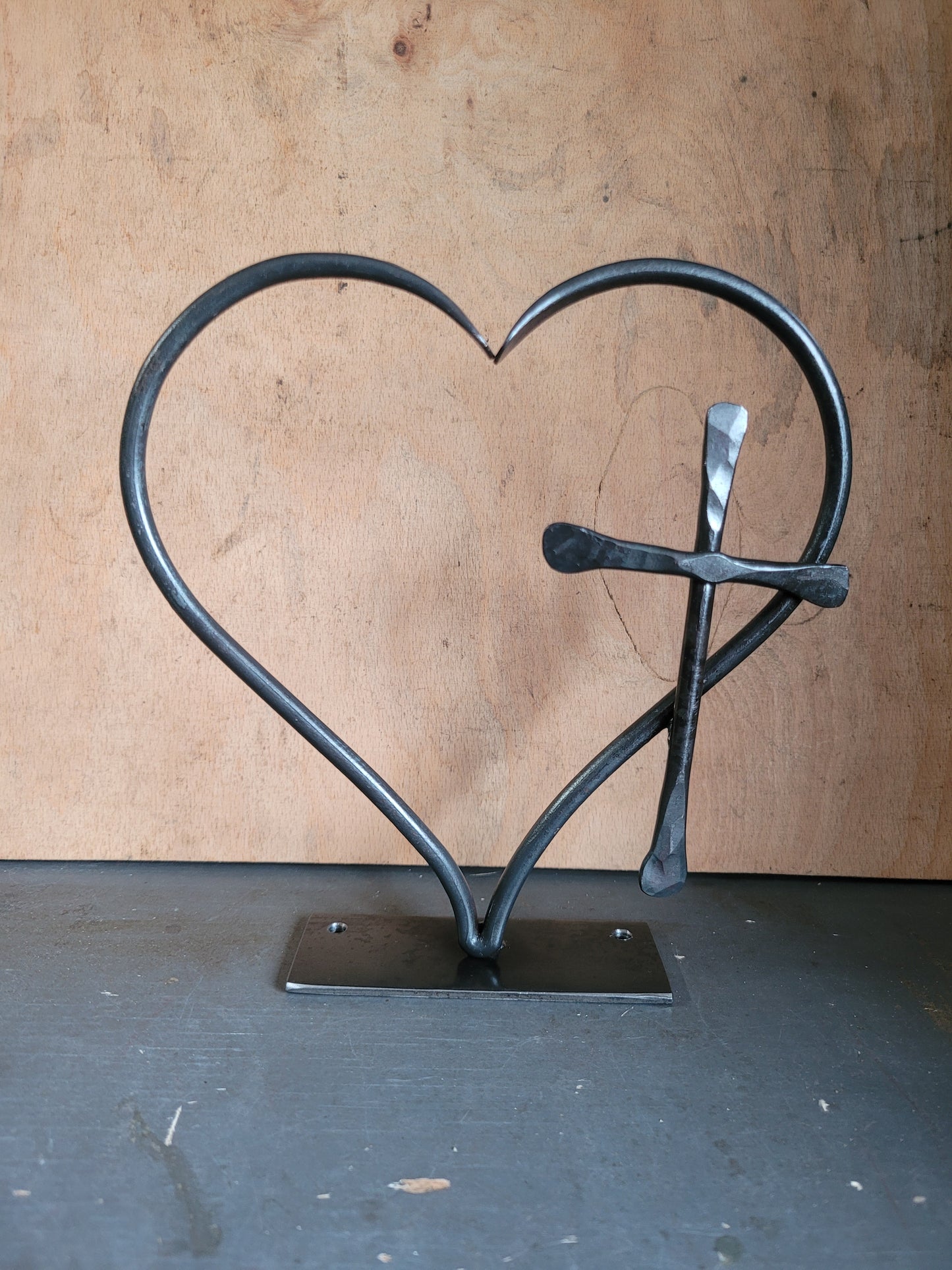 Heart and Cross Sculpture