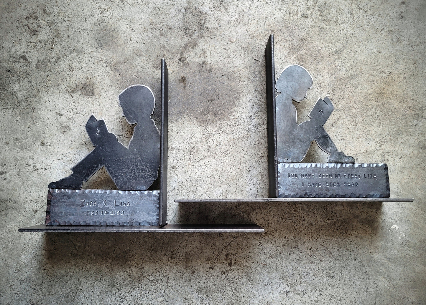 Handcrafted Silhouette Personalized Book Ends