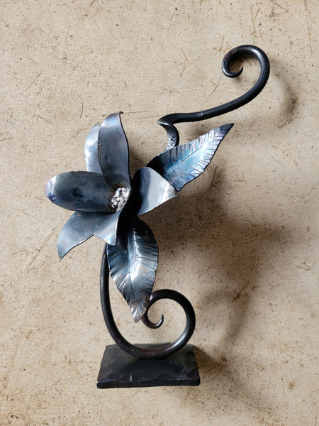 Hand-Forged Floral Sculpture