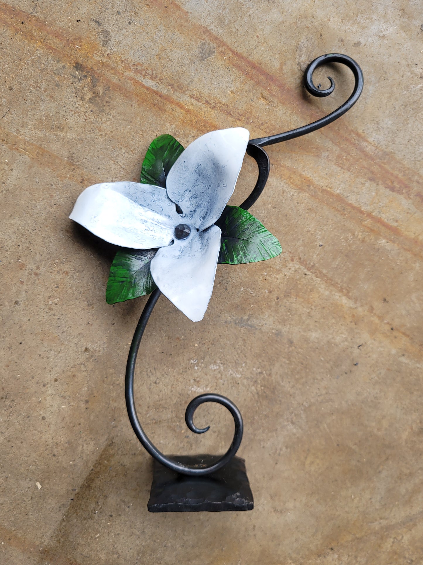 Hand-Forged Floral Sculpture