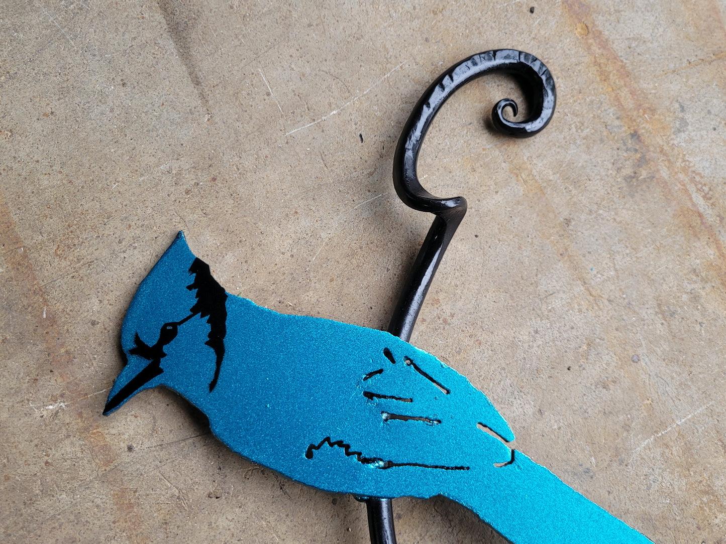 Forged Blue Jay Garden Sculpture