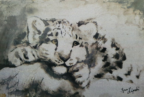 Leopard Cub Metal Drawing (Art Print)