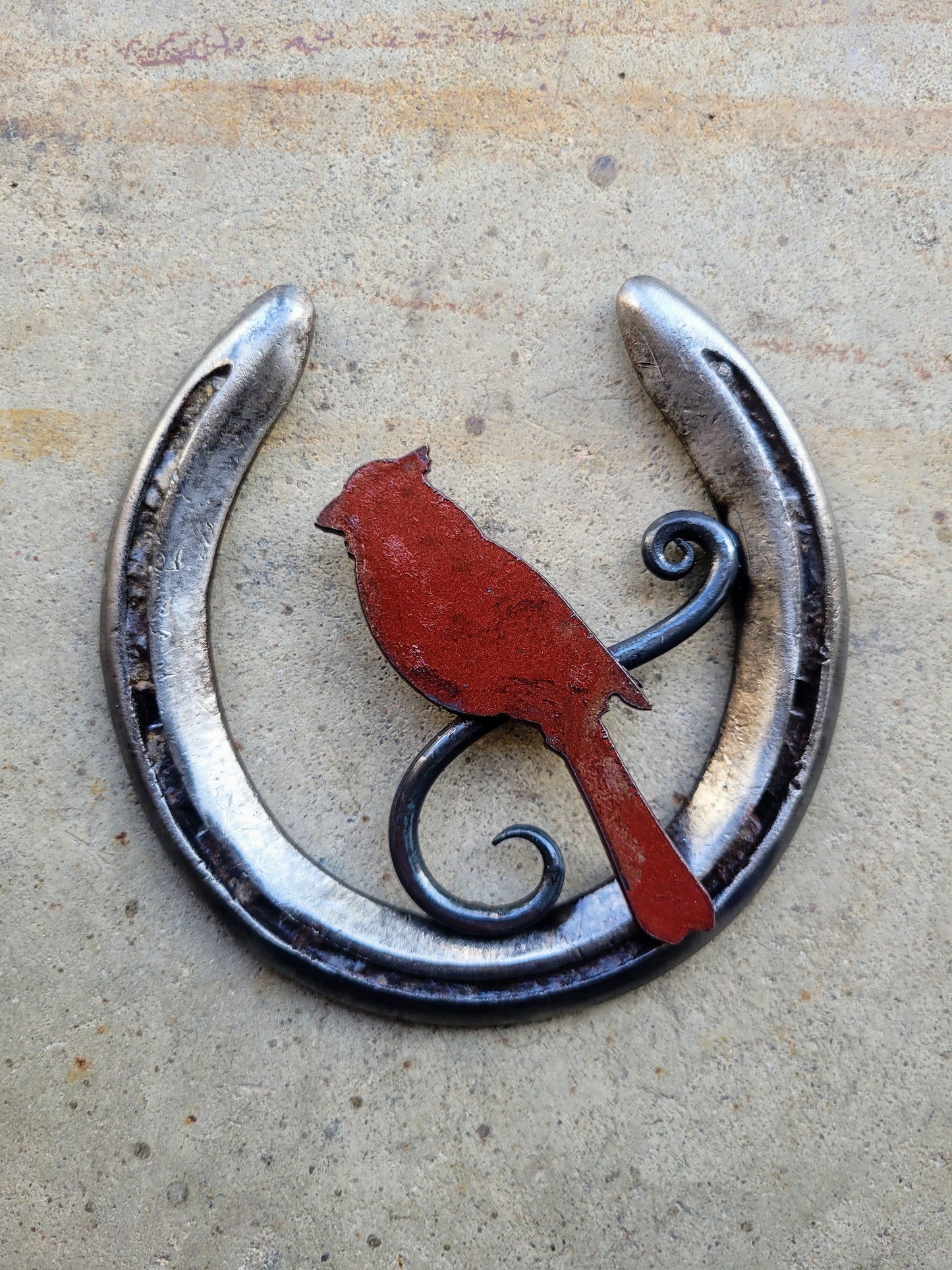 Horseshoe & Cardinal Metal Art