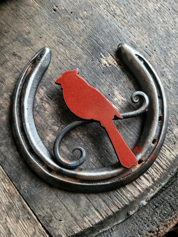Horseshoe & Cardinal Metal Art