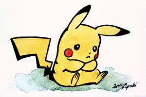 Sad Pikachu Ink Drawing