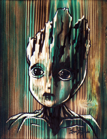 Young Groot Wood Artwork