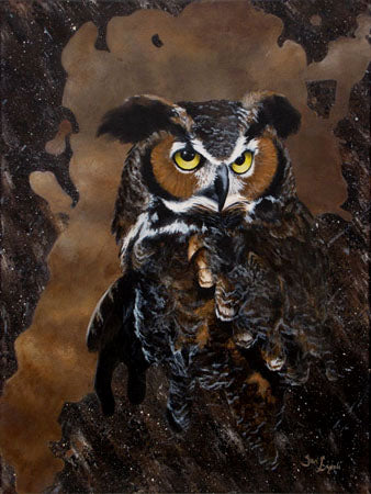 Great Horned Owl Portrait - Owl Painting - 16x20"