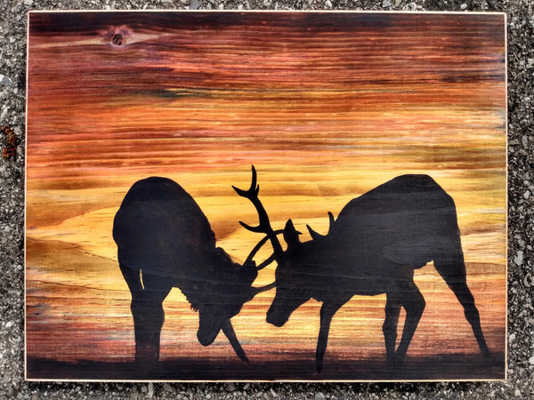 Rutting Stags Silhouette