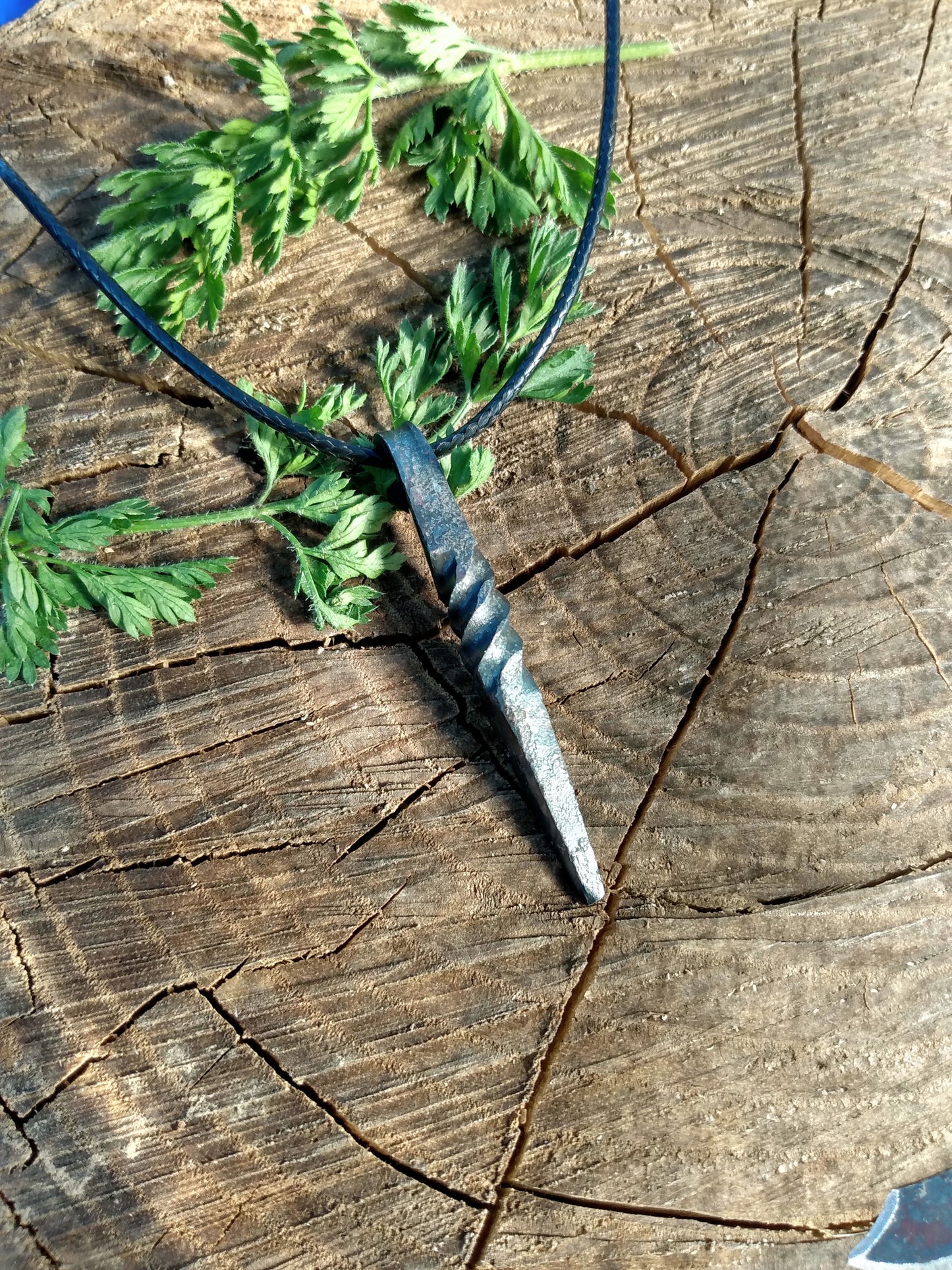 Forged Steel Twisted Necklace Pendant