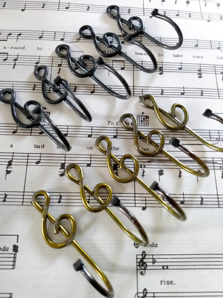 Small Treble Clef Key Hooks (Set of 5)
