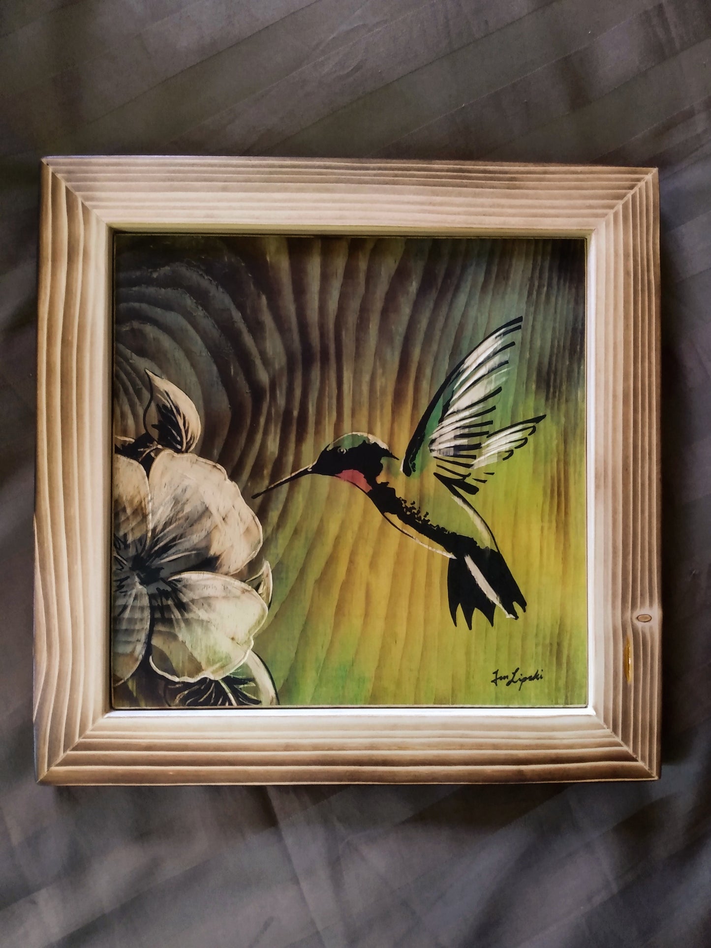 Morning Nectar - Hummingbird Wood Painting