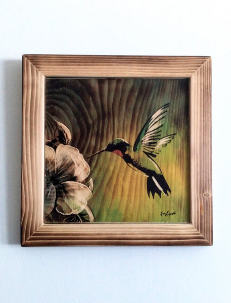 Morning Nectar - Hummingbird Wood Painting