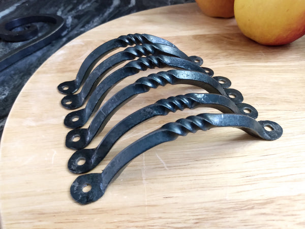 Twisted Iron Drawer Pulls - Black Iron