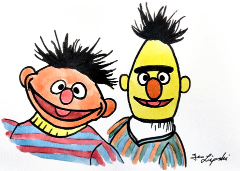 Bert and Ernie Ink Drawing