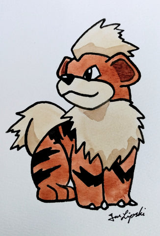Growlithe Ink Drawing