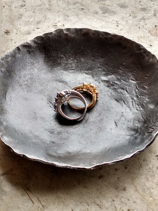 Shallow Hammered Iron Bowl