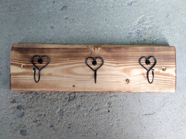 Key Hook Board - Burned Wood