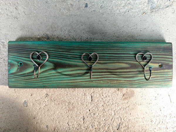 Key Hook Board - Burned and Stained Wood
