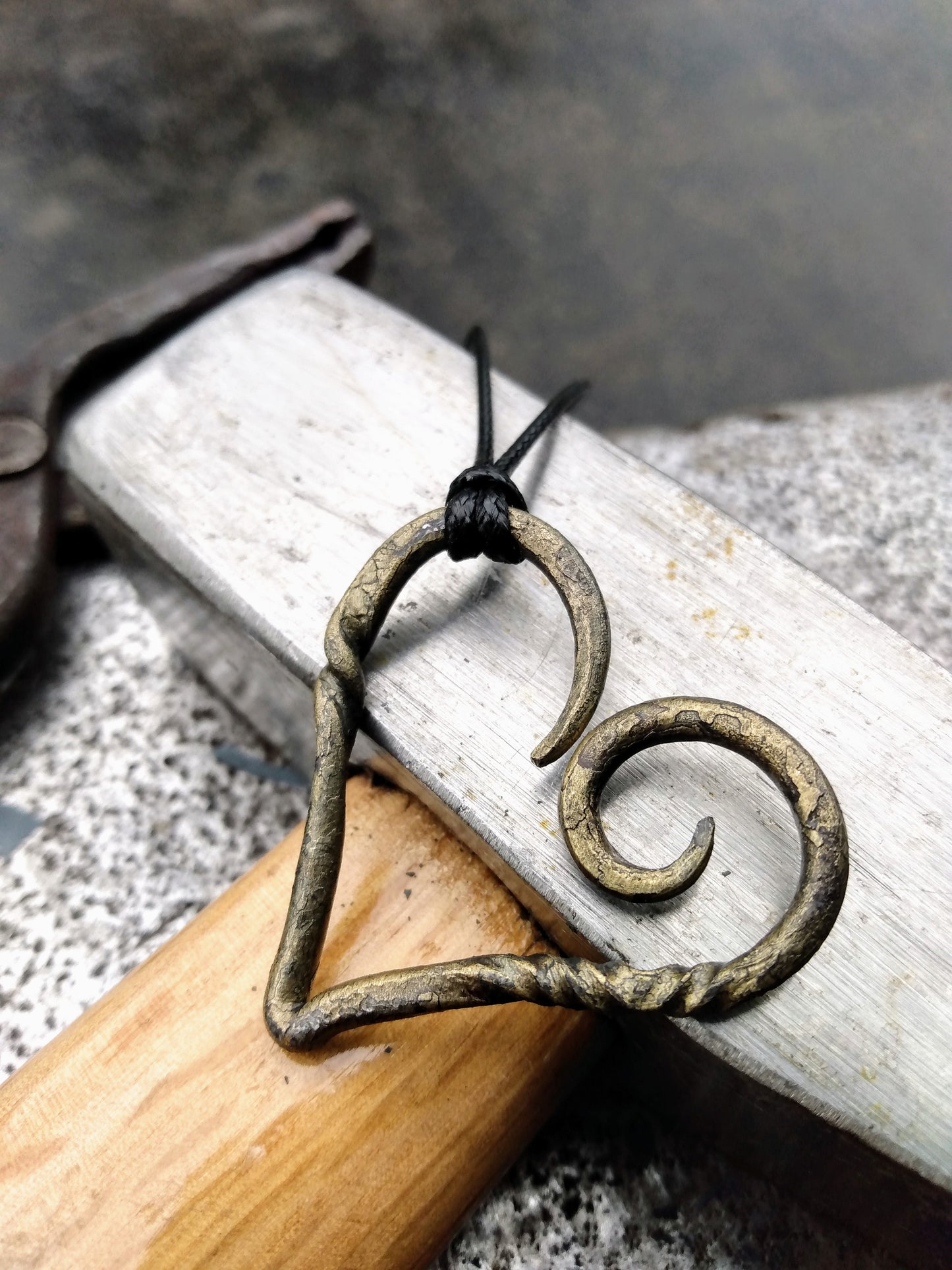 Twisted Steel Heart Necklace